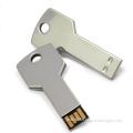 Chrome steel usb key shaped slim flash disk with free laser